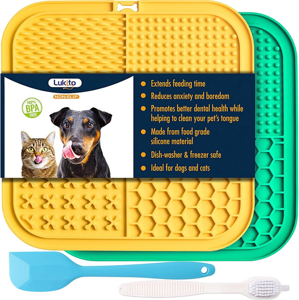 LUKITO Lick Mat for Dogs & Cats 2 Pack with Suction Cups, Dog Lick Mat for Anxiety Relief, Dog Toys to Keep Them Busy, Peanut Butter Licking Pad for Boredom Reducer, Perfect for Bathing Grooming10