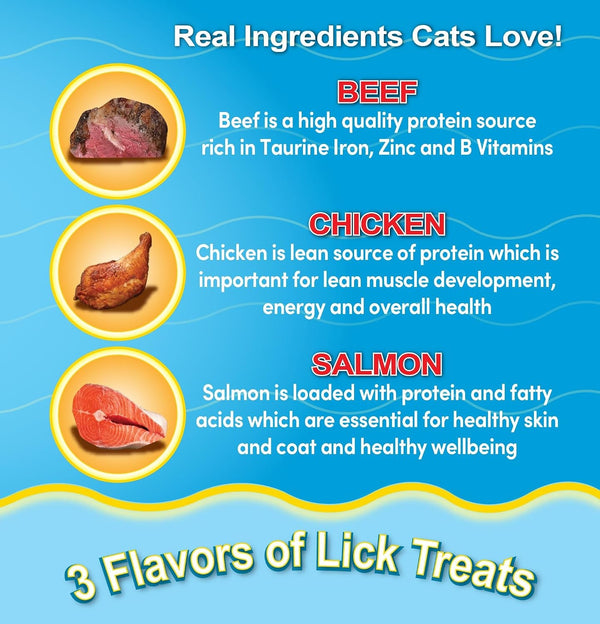 Scoochie Pet Cat Lick Treats, Chicken Salmon & Beef, 0.5Oz, 12 Pack | Variety Pack, Chicken, Salmon, Beef, Creamy Puree, No Chewing, Great for All Cats Especially Seniors4