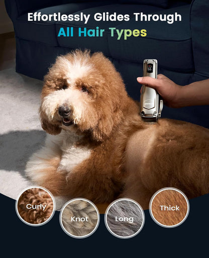 Oneisall PC18 Dog Clippers for Grooming for Thick Coat | 6800 RPM High-Speed, Detachable Stainless Steel Blades,4 Hours of Battery Life, Dog Shaver for Thick/Matted/Knotted/Hair2