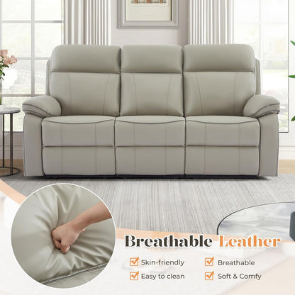 3 Seater Reclining Sofa with Drop down Table, Breathable Leather Electric Reclining Couch Wall Hugger Recliner with Cup Holder/Usb/Type C for Living Room Furniture(Gray, 3 Seater)5