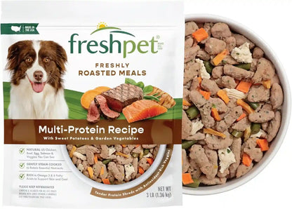 Freshpet Dog Food, Multi-Protein Complete Meal, Chicken, Beef, Egg and Salmon Recipe, 3Lb1