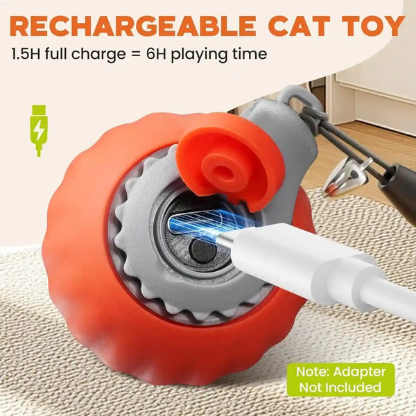 Interactive Cat Toy for Indoor Cats, Two Speed Smart Automatic Cat Toy Moving Ball with Tail, Rechargeable Motion Activated Cat Toys for Bored Indoor Adult Cats (Adapter Not Included)5