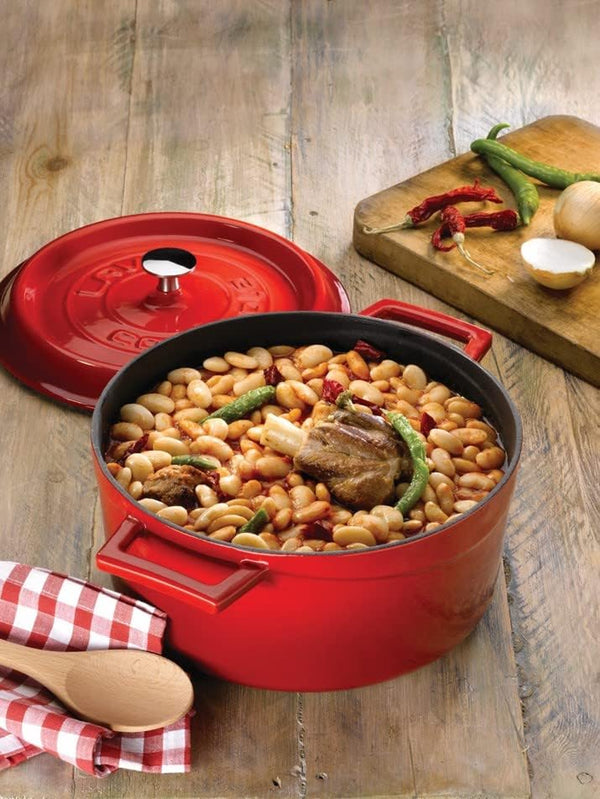 10 Quarts Cast Iron Dutch Oven: Multipurpose Stylish round Shape Dutch Oven Pot with Three Layers of Enamel Coated with Trendy Lid (Orange)8