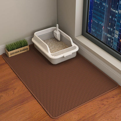 HCY&WLD Cat Litter Mat, 45X26/35X24/30X22/24X18 Inch Double Layer Cat Litter Box Mat, EVA Non-Slip, Waterproof Urine Proof Cat Litter Catcher Mat, Easy Clean Scatter Control (35X24 Inch, Khaki)25