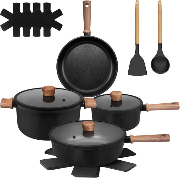 13 Pcs Pots and Pans Set Nonstick, Titanium Nonstick Cookware Sets for All Stovetops, Induction Compatible Kitchen Cooking Set with Frying Pans, Saucepans & Silicone Utensils, PFOA PFOS Free1