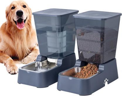 Meikuler Pets Auto Feeder 5.2L,Food Feeder and Water Dispenser Set for Medium & Large Dogs Cats and Pets Animals (Navy)1