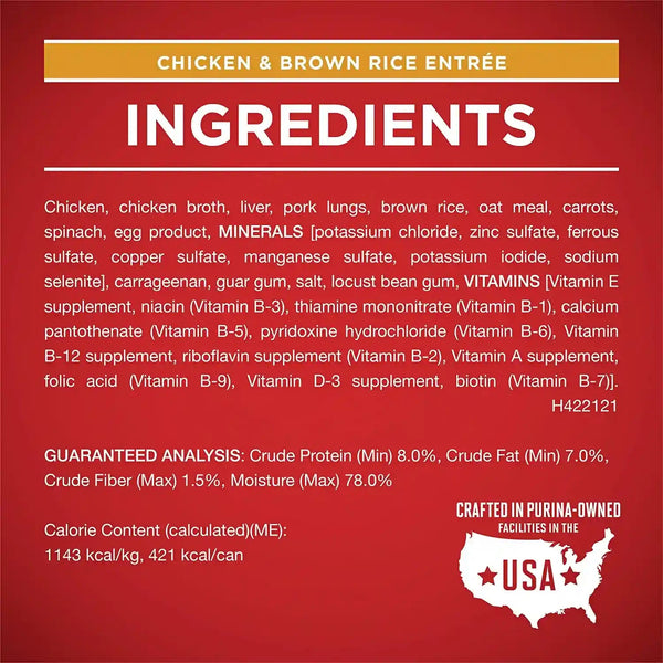 Purina ONE Classic Ground Chicken and Brown Rice, and Beef and Brown Rice Entrees Wet Dog Food Variety Pack - (Pack of 6) 13 Oz. Cans8
