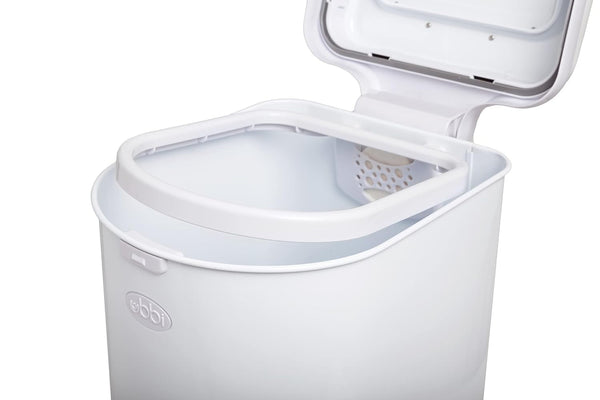 Ubbi Pet Waste Pail, White | Odor-Locking Cat Litter Disposal System, Stainless Steel Pet Waste Can with Safety Lock & Scoop, No Special Bags Required3