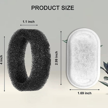 Cat Water Fountain Filters for 108/3.2L& 67Oz/2L Stainless Steel Pet Water Dispenser Fountain Filter Replacement with 8 Sponges (8 Filters&8 Sponges)3