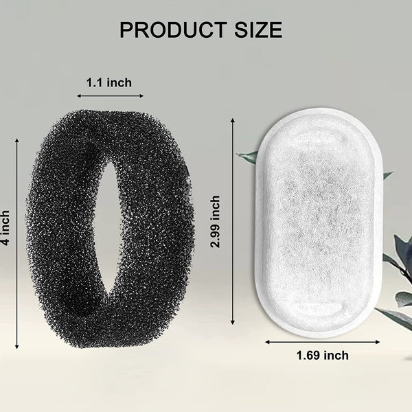 Cat Water Fountain Filters for 108/3.2L& 67Oz/2L Stainless Steel Pet Water Dispenser Fountain Filter Replacement with 8 Sponges (8 Filters&8 Sponges)3