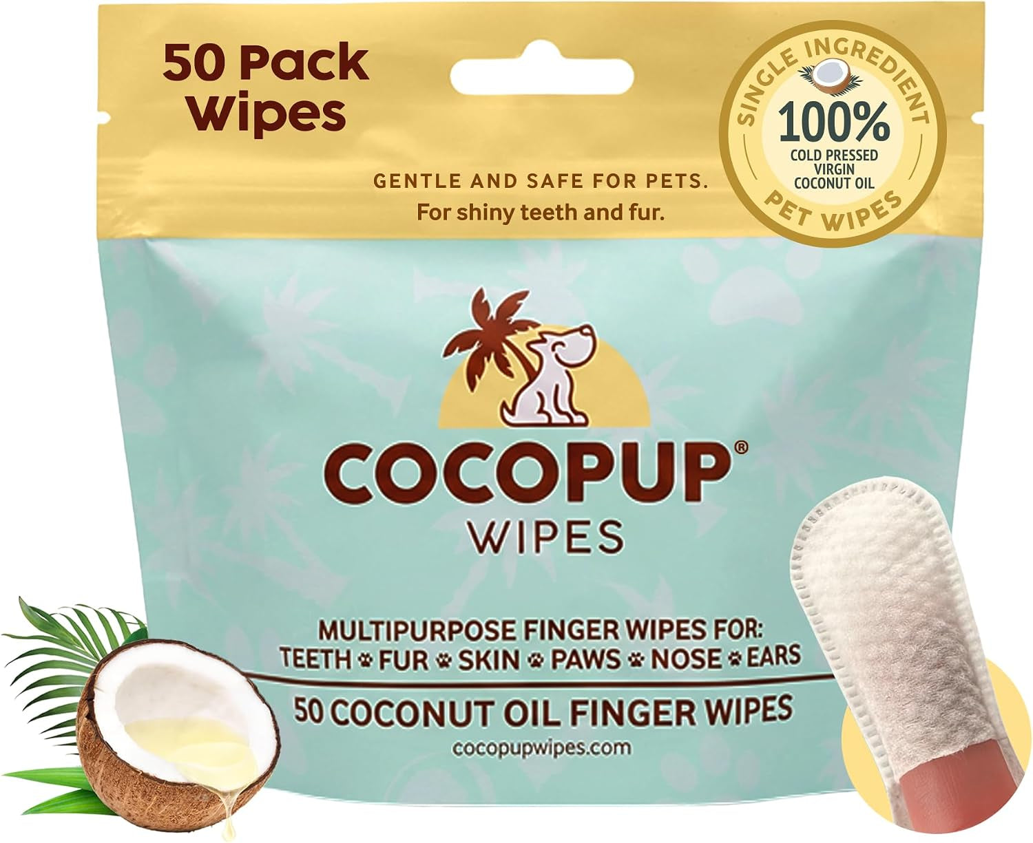 cocopup-dog-cat-dental-wipes-coconut-oil-finger-toothbrush-cleaner-coconut-oil-infused-finger-wipes-for-dogs-and-cats-helps-clean-teeth-freshen-breath-and-wipe-ears-nose-paws-and-fur