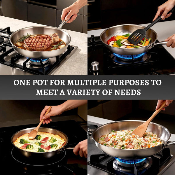 12 Inch Titanium Pro Pans for Cooking with Lid Pure Healthy | Large Family Size Titanium Frying Pan,Non-Toxic Titanium Cookware Induction Compatible & Oven Safe for Even Heating4