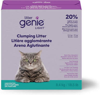 Litter Genie Light Unscented Clumping Cat Litter, 18.5 Lbs | Natural Clay Cat Litter | Fast-Clumping, Odor Control, Low Dust, Naturally Lighter1