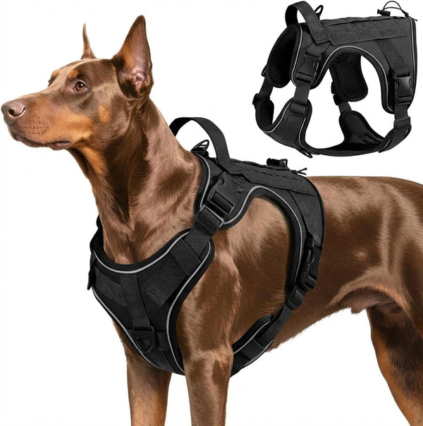 Vavopaw Dog Seat Belt Vest Harness for Car,2 in 1 Seatbelt Buckle | Soft Breathable Mesh,Adjustable Buckle,Nylon,Heavy Duty Pet Safety Seat Belts for Small Medium Large Pets,Black,L26