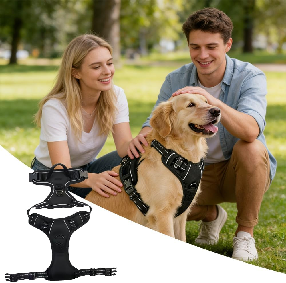 no-pull-dog-harness-adjustable-pet-vest-with-front-back-leash-clips-reflective-comfortable-vest-harness-for-large-dogs-easy-control-handle-for-walking-black-l