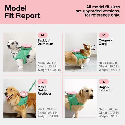 VETRESKA Flora Dog Harness, Leash and Collar Set, No Pull Vest Harness, L | for Walking and Training, Adjustable, Easy Control and Soft Padded Pet Harness and Backpack for Small Medium Large Dogs5
