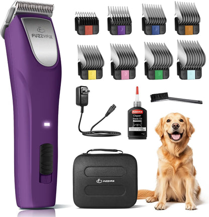 Professional Dog Clippers for Grooming Thick Curly Matted Coats | Detachable A5 Blade & Metal Guide Combs Kit for Horse Animal Breeds Low Noise Cordless Pet Hair Trimmer with 2 Speed Bluewave8