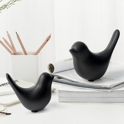 Small Birds Statues Home Decor Modern Style Decorative Ornaments for Living Room Decor, Bedroom, Office Desktop, Cabinets (Black 2Pcs Birds)5