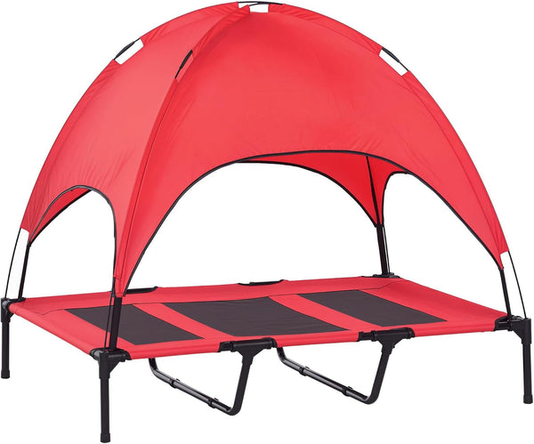 Pawhut Elevated Portable Dog Cot Cooling Pet Bed with UV Protection Canopy Shade, 48 Inch | Large Pet Bed, Outdoor Dog Cot, UV Protection Shade, Camping11