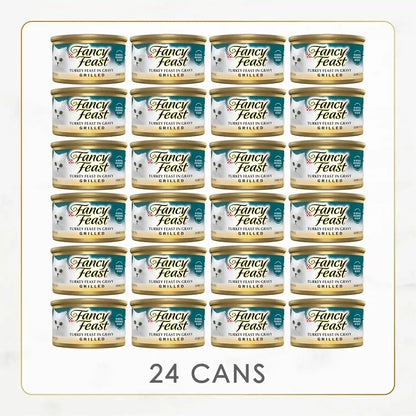 Purina Fancy Feast Grilled Wet Cat Food Turkey Feast in Wet Cat Food Gravy - (Pack of 24) 3 Oz. Cans5