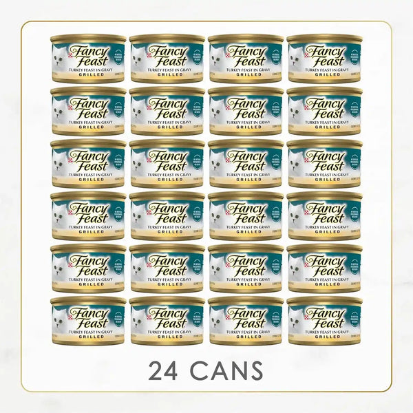 Purina Fancy Feast Grilled Wet Cat Food Turkey Feast in Wet Cat Food Gravy - (Pack of 24) 3 Oz. Cans5