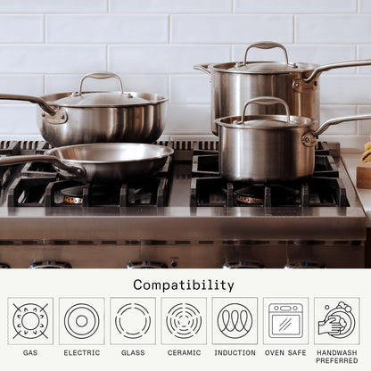 Made in Cookware - 10 Piece Stainless Steel Pot and Pan Set - 5 Ply Clad - Includes Stainless Steel Frying Pans, Saucepans, Saucier and Stock Pot W/Lid - Professional Cookware - Crafted in Italy4