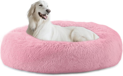 Bunlitent 39 Inch Calming Dog Bed, Donut Dog Bed for Large Sized Dog, Grey | Plush Anti-Anxiety, Donut Shape, Warming Cozy, round Cuddler Nest, Soft Cute,Marshmallow Cuddler Nest Pet Bed10