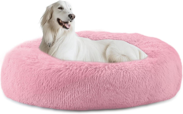 Bunlitent 39 Inch Calming Dog Bed, Donut Dog Bed for Large Sized Dog, Grey | Plush Anti-Anxiety, Donut Shape, Warming Cozy, round Cuddler Nest, Soft Cute,Marshmallow Cuddler Nest Pet Bed10