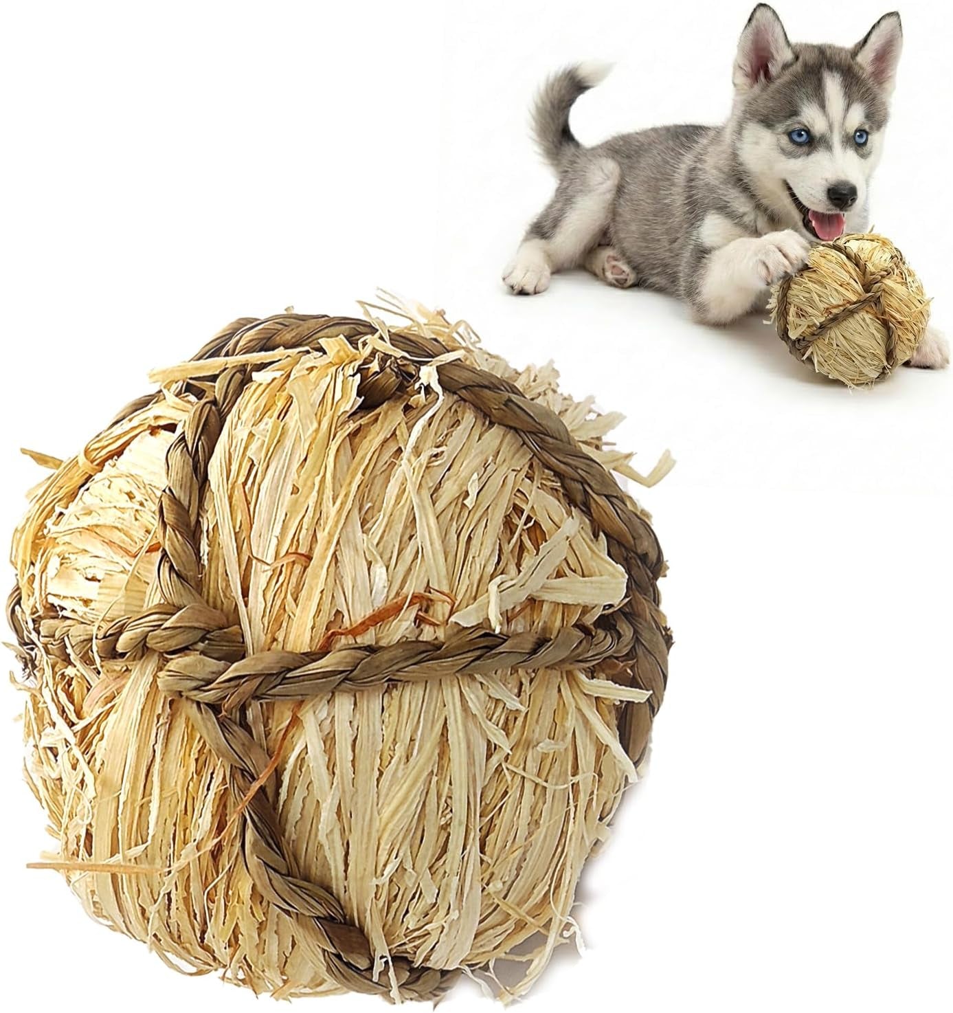 dog-chew-toys-3pcs-woven-grass-chew-ball-for-dogs-dental-teething-interactive-fetch-toys-outdoor-digestible-chew-ball-for-boredom-relief-seaweed-timothy-hay-cornsilk-cornleaf