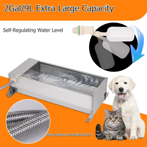 Automatic Livestock Water Trough Large Capacity, Self Filling Dog Waterer | Outdoor Animal Drinking Water Bowl Dispenser with Float Valve, Stainless Steel Water Trough for Horse,Goat,Pig,Dog,Sheep7