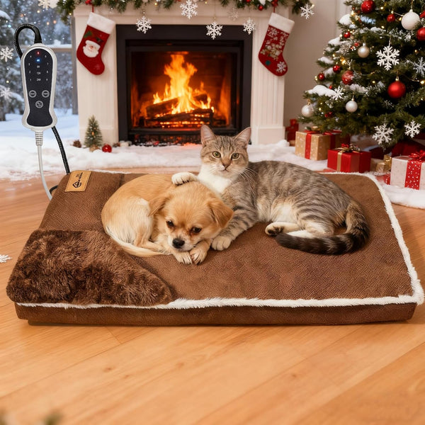 Heated Pet Bed for Cat & Puppy, 20×20In Dog Beds with Memory Foam Pet Bed, Nine Gears Smart Switch Dog Sofa with Timer, Washable Removable Cotton Sleeve, Soft and Comfortable1
