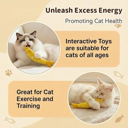 Cat Toys for Indoor Cats, Fish-Shaped Pillow, 2 Pack Yellow + Purple | 5000Mg A+Natural Catnip & Bell, Interactive Soft Chew Kicker, for Indoor Cats & Kittens, Crinkle & Bell Fish Sound Toy6