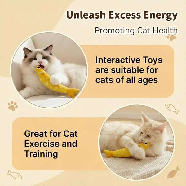 Cat Toys for Indoor Cats, Fish-Shaped Pillow, 2 Pack Yellow + Purple | 5000Mg A+Natural Catnip & Bell, Interactive Soft Chew Kicker, for Indoor Cats & Kittens, Crinkle & Bell Fish Sound Toy6