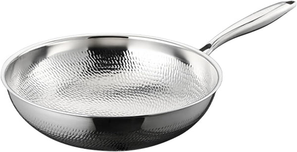 Titanium Hammered Pan Pro, 2026 Upgrade Double-Side Hammered Wok, Frying Pans Nonstick, Durable Scratch-Resistant Non Stick Titanium Pans for Cooking,No Lid,14.17In1