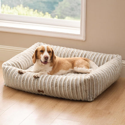 Bedsure Comfyfleece™ Cute Dog Bed for Small Medium Dogs Washable,25In Cream | Furry Puppy Beds,Square Rectangle Orthopedic Corduroy Aesthetic Pet Beds,Removable Zipper Cover,Non-Slip Bottom,Up to 15 Lbs30