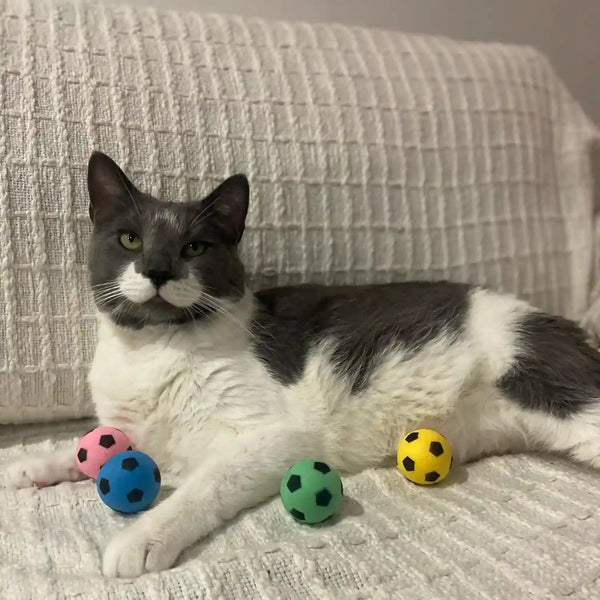SPOT Sponge Soccer Ball Cat Toys for Cats and Kittens - Interactive and Colorful Plush Toy, Fun to Bat and Chase, Keep Cats Entertained - 1.5" Assorted 4-Pack10