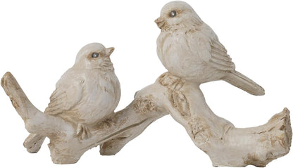 Bird Figurines Home Decor – Resin Tabletop Cream Love Birds on Branch, Farmhouse Shelf & Desk Accent for Living Room, Bedroom, Office, 6 X 2.3 X 3.4 Inches1