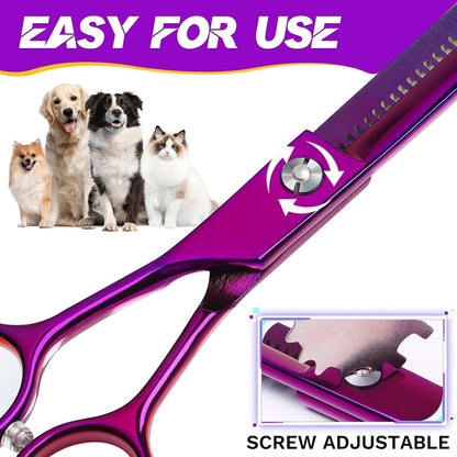 JASON Grooming Scissors for Dogs - Sharp Thinning Dog Shear with Muffler Pad, Stainless Steel Dog Grooming Shears Professional Texture Scissors for Pets Christmas Gift3