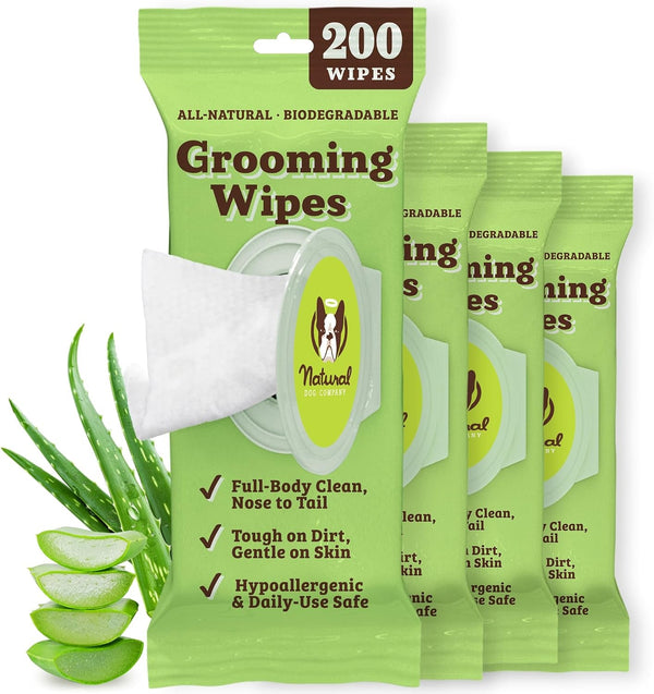 Natural Dog Company Wrinkle Wipes for Dogs, 100 Count, Hypoallergenic, Cleaning & Deodorizing, for Grooming Faces, Paws & Butts10