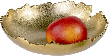 8.75” Gold Moon Decorative, Asymmetrical Torn, Hammered Metal Centerpiece Bowl with Sculpted Edges4