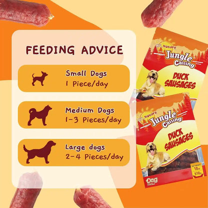 Jungle Calling 66-Count Soft Duck Sausage Treats for Small & Medium Dogs | Slow Roasted Chewy Duck Jerky, Low Fat Bite-Sized Training Treats, Soft Treats for Senior Dogs, Easy to Chew & Digest, 18 Oz6