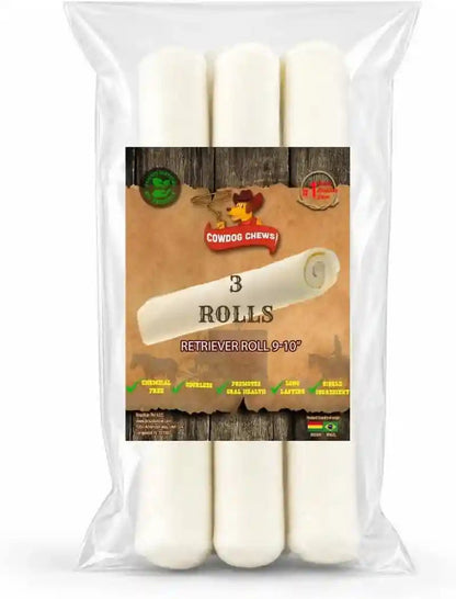 Cowdog Chews Retriever Roll 9-10 Inch All Natural Rawhide Product (20 Pack)13