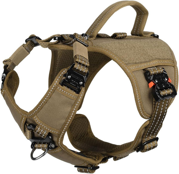 ICEFANG Quick-Moving Tactical Dog Harness for Large Dogs,No Pull Dog Vest | Control Handle,Reflective,Full Metal Buckles,Adjustable,Hook-And-Loop Panel,Soft Padded,Pink,Large8