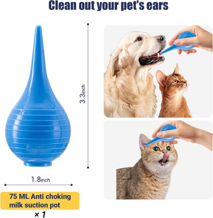 REDDOUDOU Newborn Puppy Kitten Small Animal Sterile Mucus Extractor Suction Catheter, Animal Kid Puppy Kitten Tube Feeding Kit 8 FR Red Feeding Tubes with 20Ml Syringes and Bulb Aspirator4