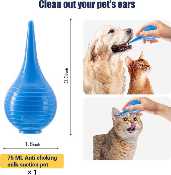 REDDOUDOU Newborn Puppy Kitten Small Animal Sterile Mucus Extractor Suction Catheter, Animal Kid Puppy Kitten Tube Feeding Kit 8 FR Red Feeding Tubes with 20Ml Syringes and Bulb Aspirator4