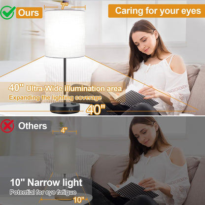 Set of 2 Touch Control Table Lamps with 2 USB & AC Outlet, 3-Way Dimmable Bedside Nightstand Lamps for Bedroom Living Room Nursery, 800 Lumens 5000K Daylight Bulbs Included4