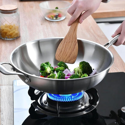 13-Inch Stainless Steel Wok with Glass Lid | Detachable Handle | Uncoated Tri-Ply Stir Fry Pan | Everyday Cooking Wok for Induction & Glass| Flat Bottom | SGS Certified Cookware | PFOA-FREE3