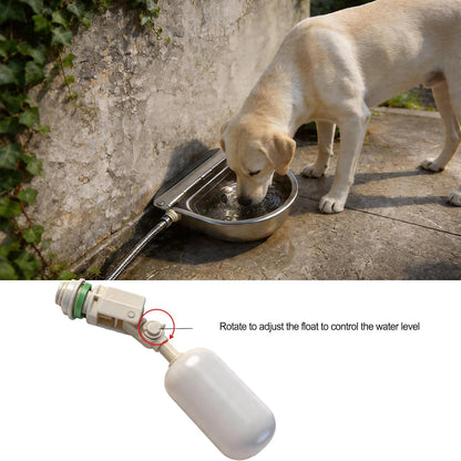 Automatic Water Bowl 304 Stainless Steel Pet Water Dispenser Dog, Feeder Waterer for Large Dogs with 40 Inch Steel Hose, 2 Float Valve, Copper Connector Adapter, 2 Bolts (With Drainage Hole)5