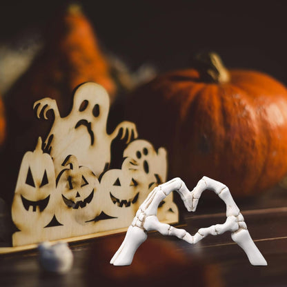 Gothic Skeleton Heart Hands Sculpture 6.3"- Unique until Death Bone Heart Love Sign -Halloween Home Decor, Gothic Wedding Gift, Shelf Desktop Ornament7