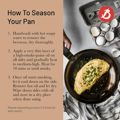 MINERAL B Carbon Steel Fry Pan - 10.25” Diameter, 7.3” Cooking Surface - Ideal for Searing, Sauteing & Reheating - Naturally Non-Stick Finish - Made in France3